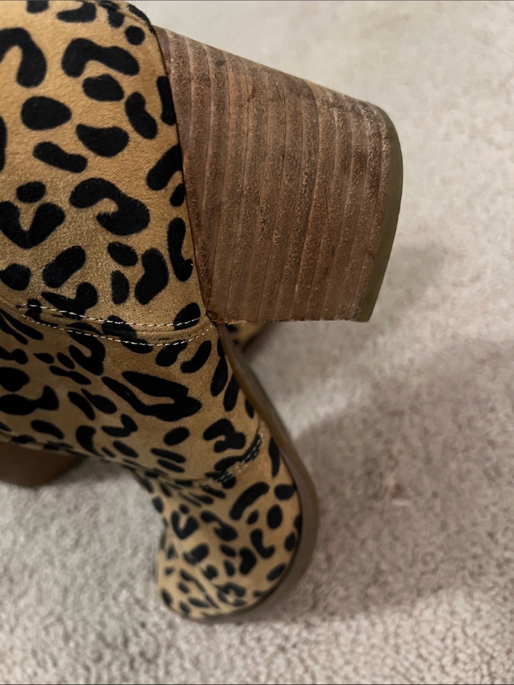 Carlos Santana Leopard Print Ankle Boots - Tan and Black - Picture 9 of 13